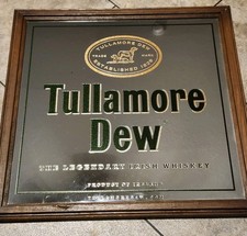 Tullamore Dew The Legendary Irish Whiskey Dogs Bar Mirror 25" Wooden Frame