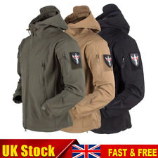 Mens Waterproof Soft Shell Jacket Tactical Hoodie Winter Warm Military Coats UK