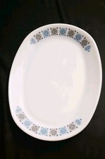 Vintage JAJ White Pyrex Chelsea Serving Platter Steak Dinner Plate Retro 12x9