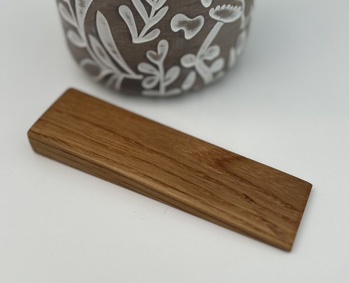 Solid oak wooden door stop - wooden,