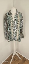 Made In Italy Women's Snakeskin Animal Print Shirt Blouse Long Roll Sleeve O/S