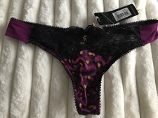 Gossard purple animal print lace trim  thong string new uk XS -8 NEW