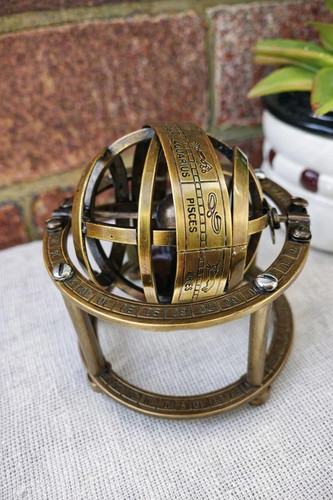 Antique brass armillary sphere - brass,
