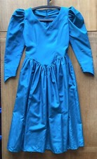 Vintage 80s Raw Silk Blue Puff