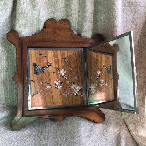 Antique tri fold vanity mirror - vanity,
