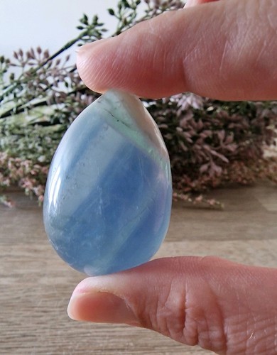 Blue fluorite crystal - blue, egg
