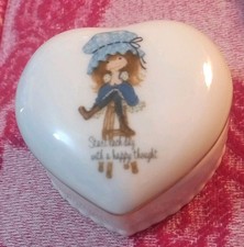 Vintage heart trinket box Petticoats & Pantaloons 70s 80s porcelain gramophone