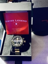 Swiss Legend 46 mm Men’s Swiss Mov/Chrono Watch,BLK/GOLD S.S.SAPPHIRE CRYSTAL !