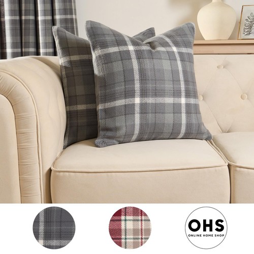Woven check cushion covers - woven,