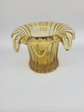 Iris Vase By Sowerby Vintage Art Deco Amber Glass 1930s 11cm Tall