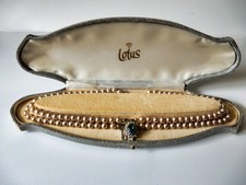 Vintage Lotus Simulated Pearl Necklace in Original Box
