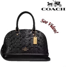 💎Coach Debossed Patent Leather Mini Sierra Dome Satchel in Black w/ COA💎