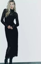 Zara Black Lace Midi Dress (8342/239/800) – Size M, New