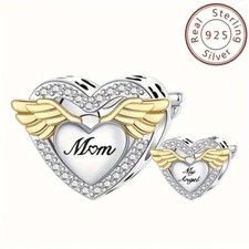 My Mom My Angel Charm S925 Sterling Silver Charm for Women