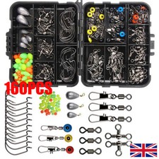 160PC Sea Fishing Accessories Kit Set Jig-Hooks Swivels Clamp With Tackle Box