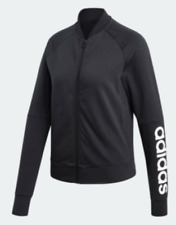 ADIDAS Womens Black & White Full Zip Jersey Tracksuit Jacket Ladies XS BNWT