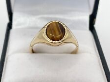 9ct Gold Hallmarked Tigers Eye Signet Ring. Goldmine Jewellers.