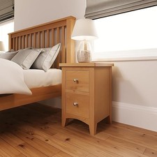 Oak 2 Drawer Bedside Cabinet