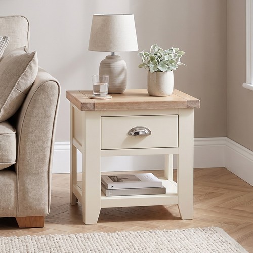 Lamp side table cheshire - side, cream