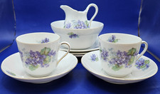 Victoria China tea set Czechoslovakia With Purple Flowers part tea set 9 pieces
