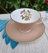 Vintage Royal Worcester Melissa Mushroom White Tea Cup Saucer Footed 3¾"×2½"
