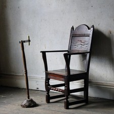 Antique unusual 18th century primitive rushlight, candle holder, wrought iron