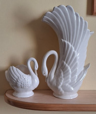 2 swan shaped vases
