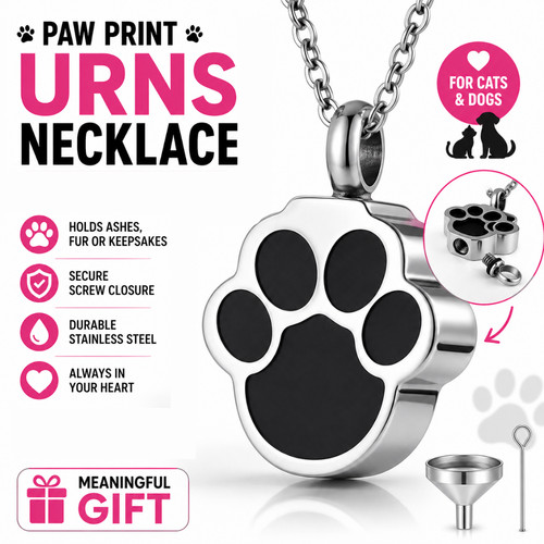 Pet ashes urn necklace paw - necklace,