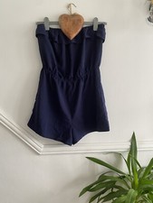 NWOT Blue Strapless Elasticated Holiday Beach Shorts Playsuit/Coverup 12/14