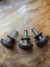 Pewter cabinet knobs x3, mushroom, 3.5cm dia, 3cm deep with fixing screws