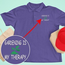 Gardening is My Therapy Embroidered Polo Shirt Plants Trees Gardening Services