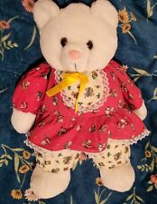 Vintage White Tebro Bear With Yellow Bow And Christmas Dress / outfit