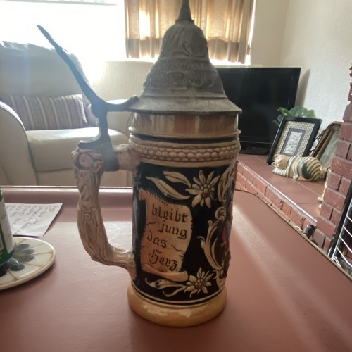 Ceramic beer stein with handle - beer,