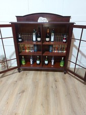 RARE SHAPLAND & PETTER LABELED MAHOGANY BOOKCASE ANTIQUE VICTORIAN HOME BAR