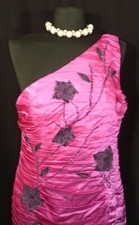 ANOUSHKA G Purple Black One Shoulder Silk Evening Cocktail Dress Uk 14 Eu 42