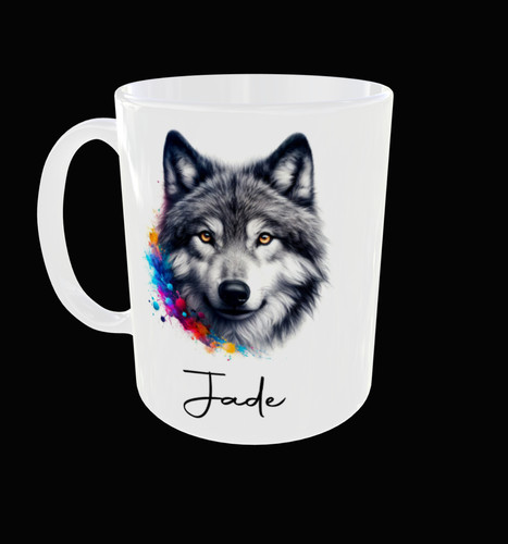 Personalised wolf mug - personalised,