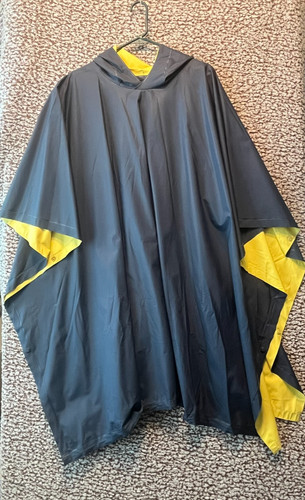 Pvc rain poncho navy - poncho, yellow