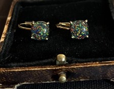 Vintage Style Opal Earrings 18K Gold Plated