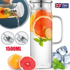 1.5 LGlass Jug with Lid,Glass Water Carafe,Borosilicate Jug Glass Water Jug