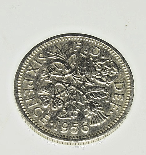 1956 king george sixpence - 1956, v1