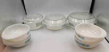 3 Small, Medium And Large Pyrex Flat Dishes With Handles & 6 Small Bowls