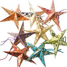Star decorations 8 mini paper hanging stars/lanterns floral pattern-13cm NEW