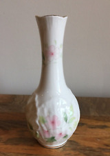 SALISBURY ENGLAND BUD VASE  PINK ROSE RETRO WHITE CHINA WITH GOLDEN RIM HANDMADE