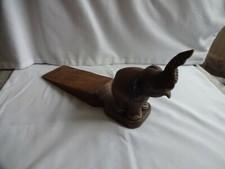 Antique Hand Crafted Wooden Door Stop Stopper Wedge Elephant Length 30 cm