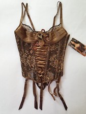 Shirley of Hollywood Bronze Satin Bustier 32 36 38 Designer Basques Corsets