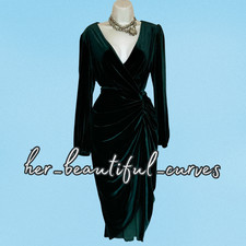 QUIZ RICH GREEN VELVET OCCASION PARTY DRESS SIZE 18