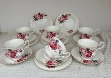 VINTAGE QUEEN ANNE TEA SET Pink/ Red  Roses pattern bone china set