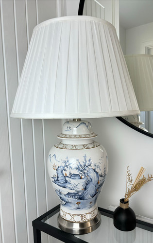 White blue landscape pattern - blue,