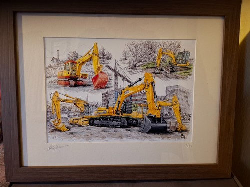 Framed print picture jcb - print,