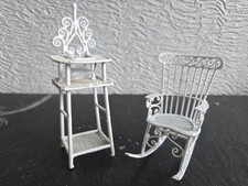 doll house furniture ornate white metal rocking chair/highchair  1.12th